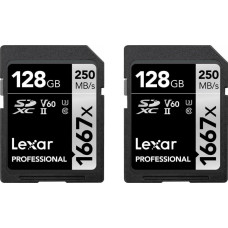 Lexar Karta Lexar Professional 1667x (2 szt.) SDXC 128 GB Class 10 UHS-II/U3 V60 (LSD1667128G-B2NNG)