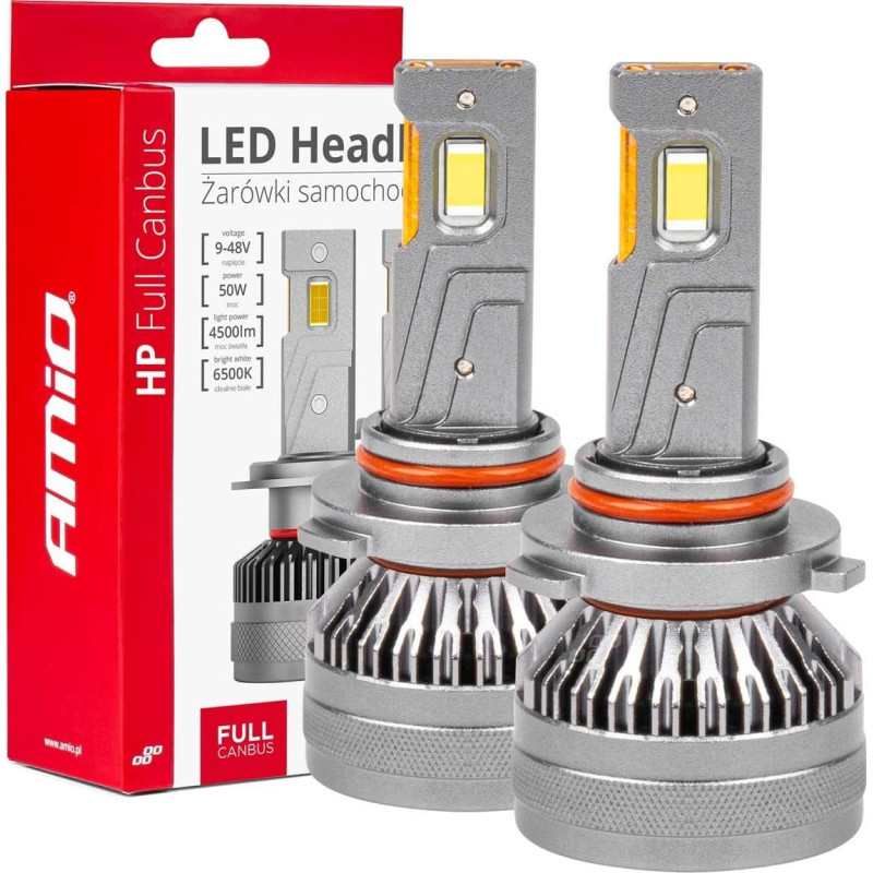 Amio Żarówki samochodowe led seria hp full canbus hb3 9005/hir1 9011/h10 6500k amio-03678