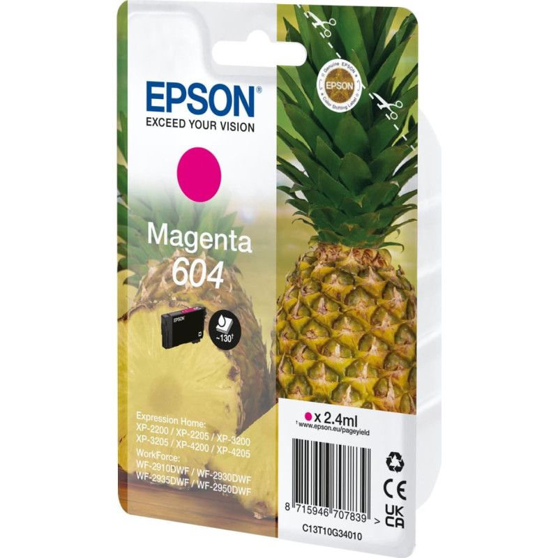 Epson Tusz Epson Epson 604 - 2.4 ml - Magenta - original - Blister mit RF- / akustischem Alarmsignal - Tintenpatrone - fur Expression Home XP-2200, 2205, 3200, 3205, 4200, 4205, WorkForce WF-2910, 2930, 2935, 2950