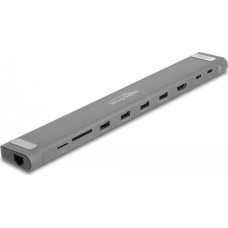 Delock USB Type-C Slim Dockingstation 4K (grau, HDMI / USB 3.2 Gen 1 / LAN / SD / PD 3.0)