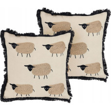 Beliani Zestaw 2 poduszek Haft Bawełna Beżowy BANNU Lumarko!