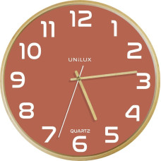 Unilux Unilux 400165111, Wall, Quartz clock, Round, Brick colour, Wood, Wood, Glass