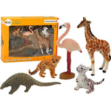 Leantoys Figurka LeanToys Zestaw Figurek Zwierzęta Żyrafa Flaming Słoń Tygrys