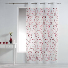 Douceur D`interieur Firana okienna na przelotkach PETIT FLEUR, 140 x 240 cm, kolor biało-czerwony