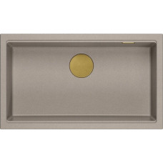 Graniteq Zlewozmywak GraniteQ LOGAN 110 GraniteQ zlewozmywak soft taupe 76x44x23,5 cm 1-komorowy wpuszczany z syfonem manualnym złoty