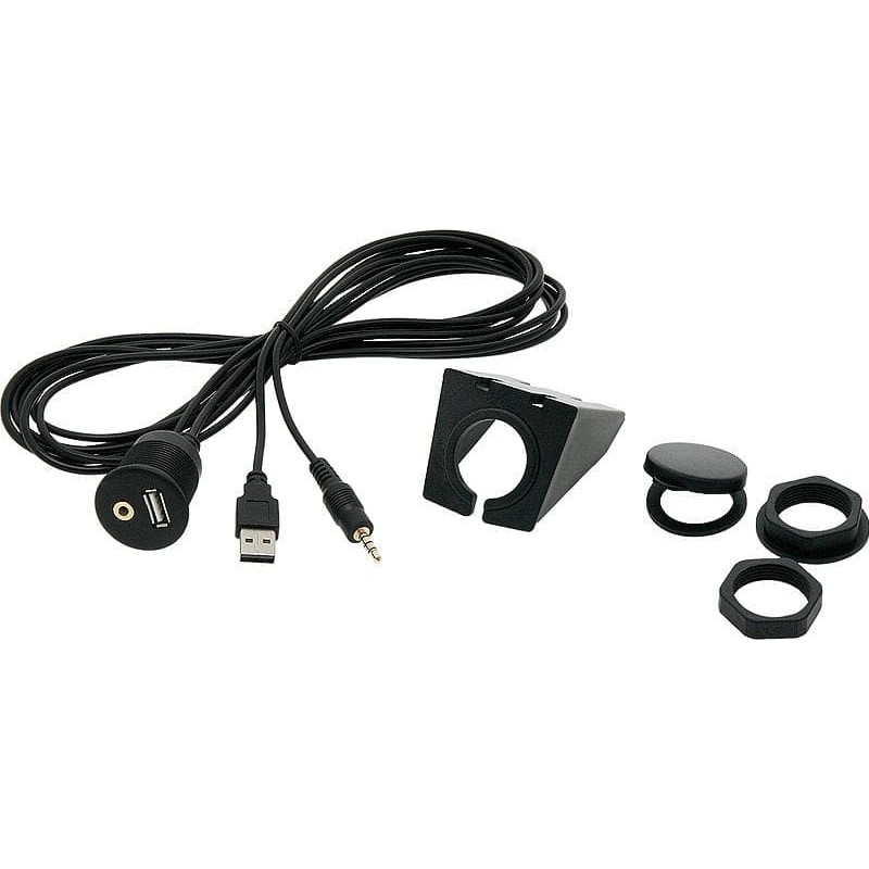 Blow 0301#                Samochodowe złacze montażwe usb+ aux -gniazdo z podstawką 2m