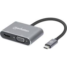 Manhattan Adapter AV Manhattan Manhattan Hub Adapter USB-C 3.2 na 4K HDMI VGA USB-A USB-C PD 87W