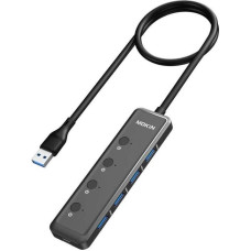 Mokin HUB USB Mokin HUB 5 w 1 MOKiN USB-A3.0 do 4xUSB-A + 1xUSB-C DC (czarny)