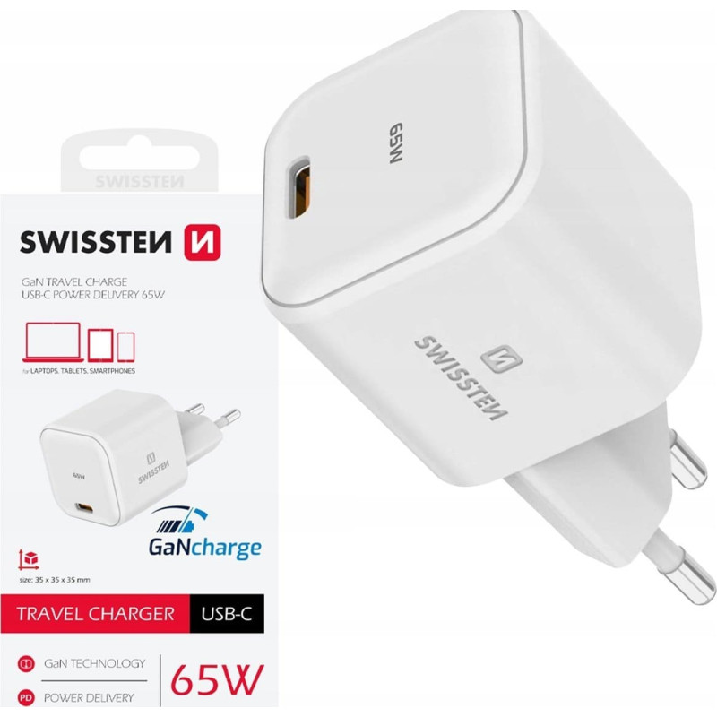 Sourcing Zasilacz do laptopa Sourcing Swissten GaN Travel Charger Network Charger USB-C 65W