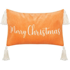 Beliani Poduszka z frędzlami motyw świąteczny welurowa 30 x 50 cm pomarańczowa LITHOPS Lumarko!