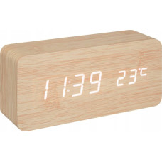 Atmosphera Budzik drewniany Gamiel, termometr, alarm, 15 x 4 x 7 cm