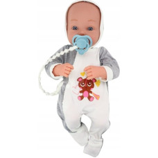 Leantoys Lalka Bobas Ze Smoczkiem Kocyk Body Akcesoria Zestaw 35 cm