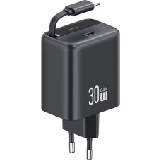 Usams Ładowarka Usams USAMS Ład. siec. 1xUSB-C ze zwijanym kablem USB-C Retractable PD+QC 30W Gan Fast Charging czarny/black YC Series CC241TC01 (US-CC241)