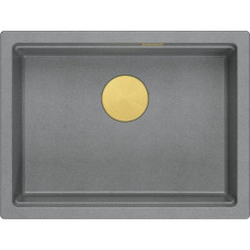 Graniteq Zlewozmywak GraniteQ LOGAN 100 GraniteQ zlewozmywak silver stone 59,5x45,1x21,5 cm 1-komorowy wpuszczany z syfonem manualnym złoty
