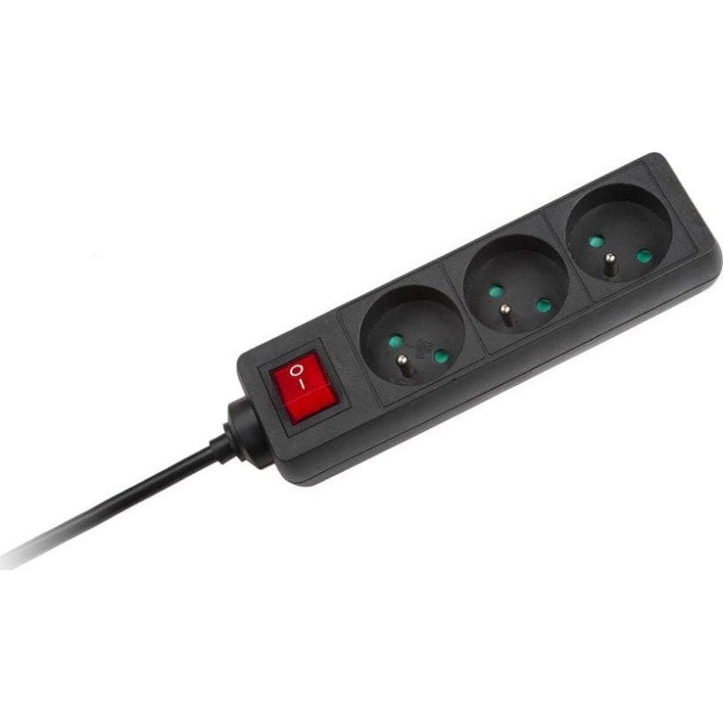 Kemot URZ3197-3B Przedłużacz czarny Kemot z przełacznikiem 3 gniazda- 3m (1,5mm)