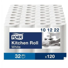 Tork Køkkenrulle Tork hvid 2-lags 16,6m, pakke med 32 ruller, velegnet til aftørringsopgaver i hverdagen