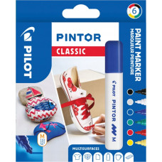 Pilot Pilot Pintor Classic, 6 pc(s), Black, Blue, Green, Red, White, Yellow, Bullet tip, Assorted colours, Round, 4.5 mm
