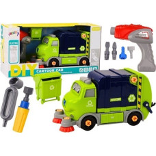 Leantoys Śmieciarka Kreskówkowa Do Skręcania Ruchoma DIY Granatowy