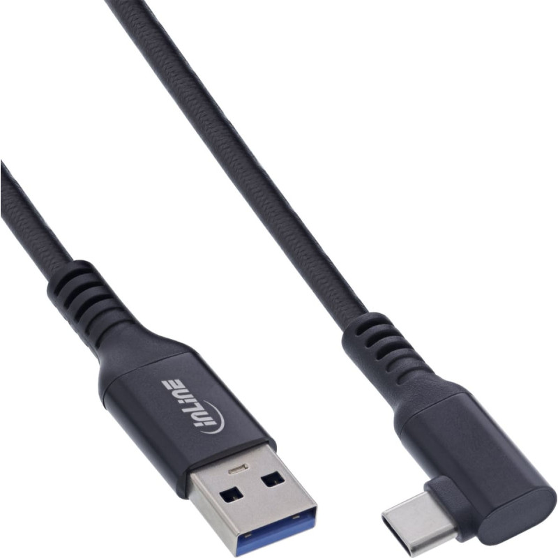 Inline InLine® USB 3.2 Gen.1 cable, USB-C plug angled - USB-A plug for VR, black, 5m