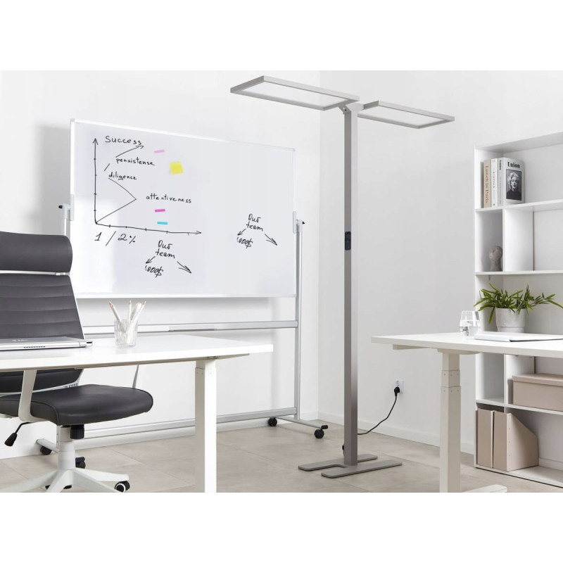 Beliani Lampa podłogowa Beliani Lampa podłogowa LED metalowa srebrna SCULPTOR Lumarko!