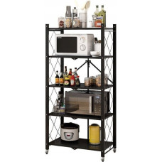 Topeshop Regał magazynowy, kuchenny, składany, FS005, 72x34x163 cm, czarny, mat