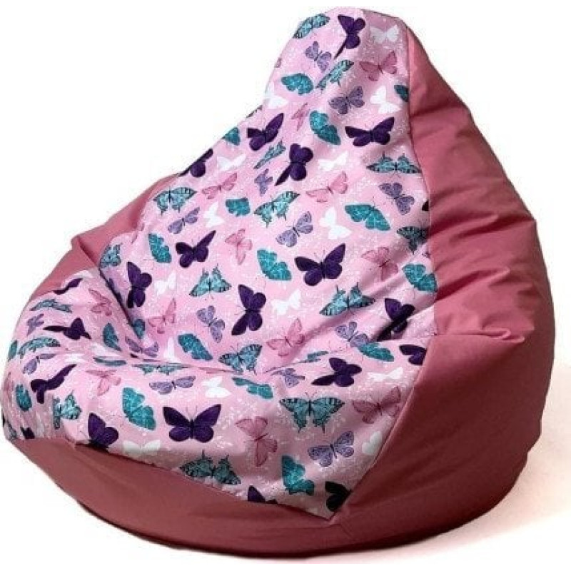 Triton Pufa worek sako GRUSZA DRUK ciemny róż-motyle XXL 140x100