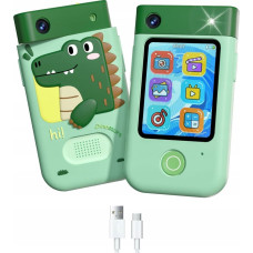 Xrec Aparat cyfrowy Xrec Aparat Cyfrowy 48mp Kamera 1080p Dla Dziecka Gry Latarka Mp3 Budzik Telefon / Bls-i9 / Zielony Dinozaur