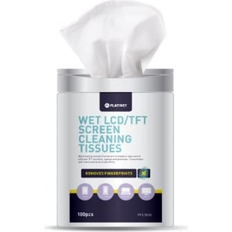 Platinet Chusteczki nawilżane do czyszczenia ekranów LCD 100 szt. (42613)