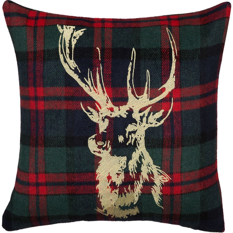 Shumee Zestaw 2 poduszek dekoracyjnych z reniferem 45 x 45 cm zielono-czerwony RUDOLPH