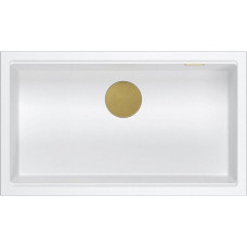 Graniteq Zlewozmywak GraniteQ LOGAN 110 GraniteQ zlewozmywak snow white 76x44x23,5 cm 1-komorowy wpuszczany z syfonem manualnym złoty