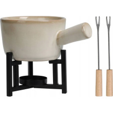 Home Styling Collection Zestaw do fondue serowego, rondelek z porcelany, 2 widelce