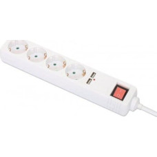 Manhattan Kabel zasilający Manhattan MANHATTAN Steckdosenleiste 4fach mit 2 USB-Port weiß AN/AUS