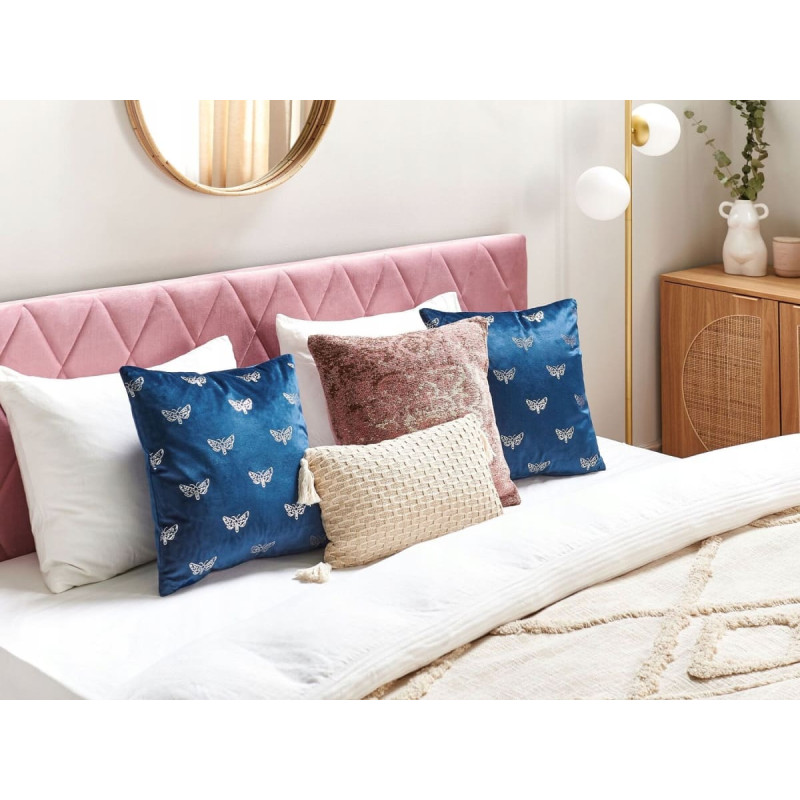 Beliani 2 welurowe poduszki dekoracyjne w motyle 45 x 45 cm niebieskie YUZURI Lumarko!