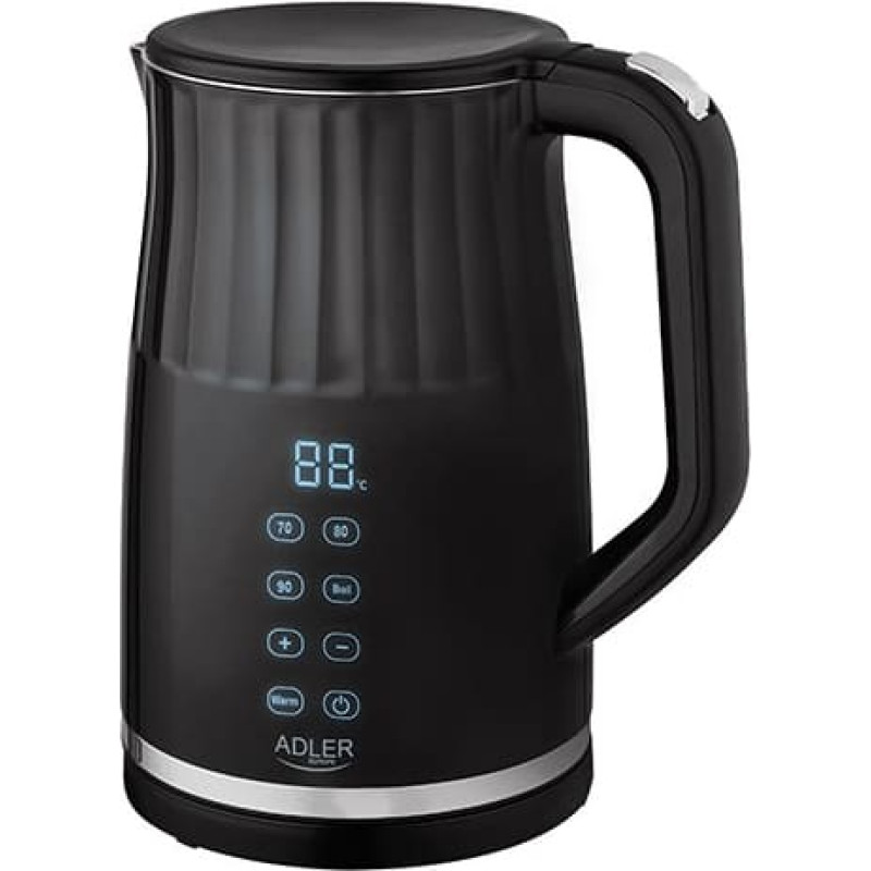Adler AD 1350 1,7 l temperatūras kontrolēta LED elektriskā tējkanna, melna