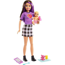 Mattel Lalka Barbie Mattel Skipper: Klub opiekunek - Opiekunka fioletowe włosy + bobas (GRP10/GRP11)