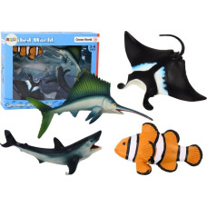 Leantoys Figurka LeanToys Zestaw Figurek Zwierząt Morskich Rekin Delfin Płaszczka 5 Sztuk