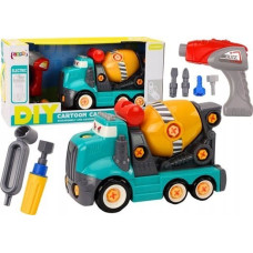 Leantoys Ciężarówka Betoniarka Kreskówkowa Do Skręcania DIY Turkusowa