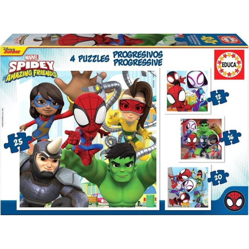 Educa Puzzle 12+16+20+25 Spidey i Super-Kumple G3
