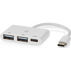 Nedis HUB USB Nedis Nedis CCGB64785WT01 huby i koncentratory USB 2.0 Type-C 5000 Mbit/s Biały