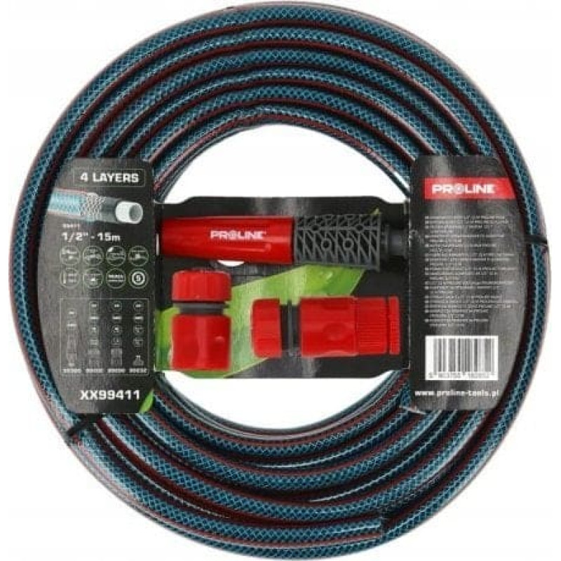 Profast Wąż ogrodowy 1/2 cala 15m ze złączkami i zraszaczem