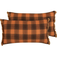 Beliani 2 poduszki dekoracyjne w kratę z frędzlami 40 x 70 cm pomarańczowe BARJA Lumarko!