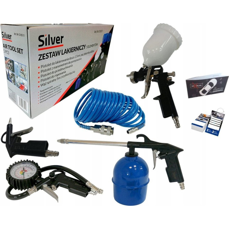 Silver Zestaw narzędzi Silver SILVER ZESTAW NARZĘDZI PNEUMATYCZNYCH  5 elem.