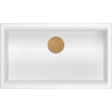 Graniteq Zlewozmywak GraniteQ LOGAN 110 GraniteQ zlewozmywak snow white 76x44x23,5 cm 1-komorowy wpuszczany z syfonem manualnym miedziany