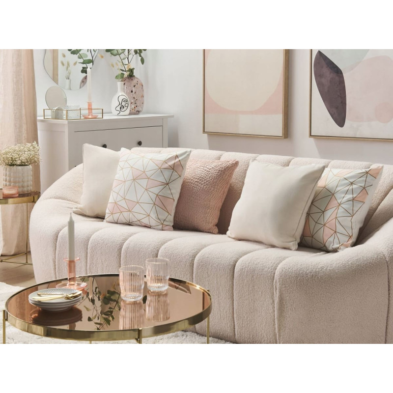 Beliani 2 poduszki dekoracyjne w geometryczny wzór 45 x 45 cm różowe CLARKIA Lumarko!