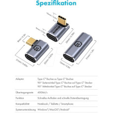 Graugear Adapter USB Graugear GRAUGEAR 40Gbps USB-C Adapter Aluminium 3er Pack
