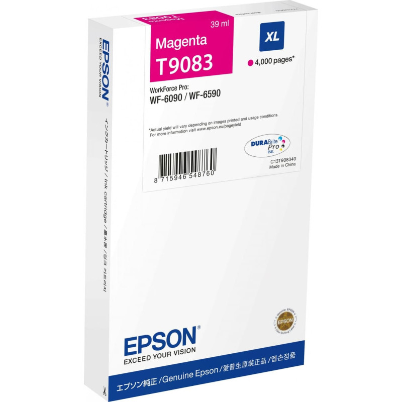 Epson Tusz Epson Epson oryginalny ink / tusz C13T90834N, T9083, XL, magenta, 39ml, Epson WorkForce Pro WF-6090DW, WF-6590