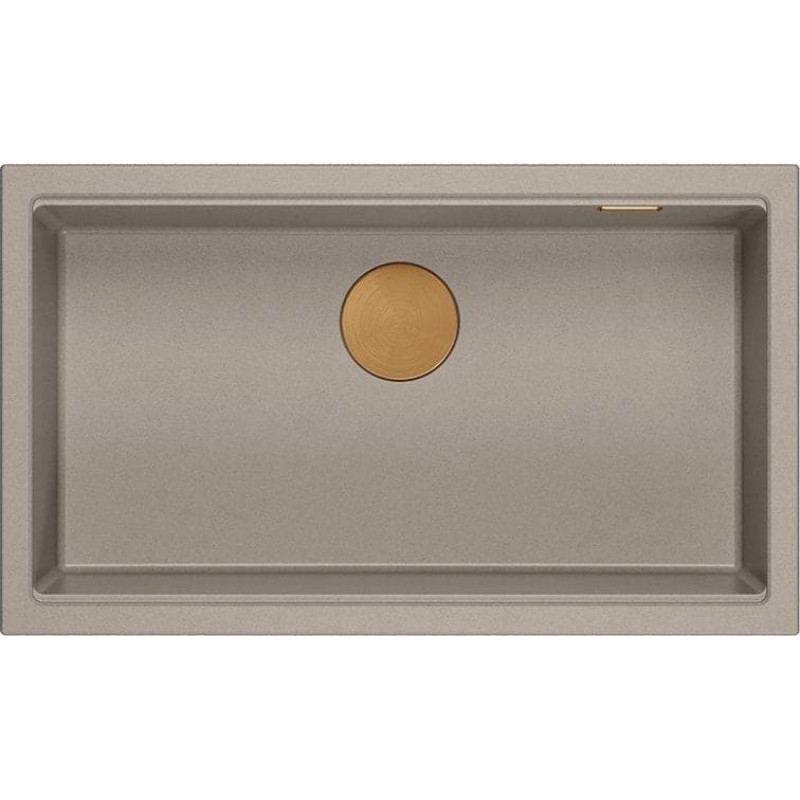 Graniteq Zlewozmywak GraniteQ LOGAN 110 GraniteQ zlewozmywak soft taupe 76x44x23,5 cm 1-komorowy wpuszczany z syfonem manualnym miedziany