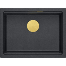 Graniteq Zlewozmywak GraniteQ LOGAN 100 GraniteQ zlewozmywak black diamond 59,5x45,1x21,5 cm 1-komorowy wpuszczany z syfonem manualnym złoty