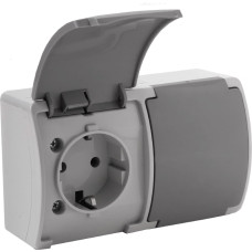 Orno Gniazdo podwójne 2x2P+Z Schuko AQUATIC, IP44, szaro-grafitowe, 10 szt.