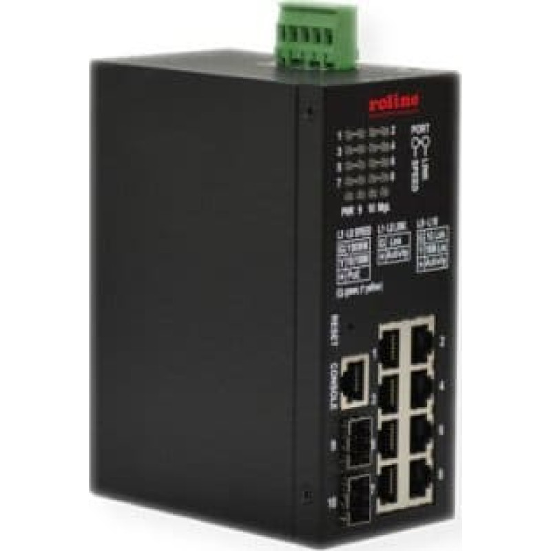 Roline Switch Roline Przemysłowy przełącznik gigabitowy ROLINE, 10 portów, PoE+, inteligentnie zarządzany